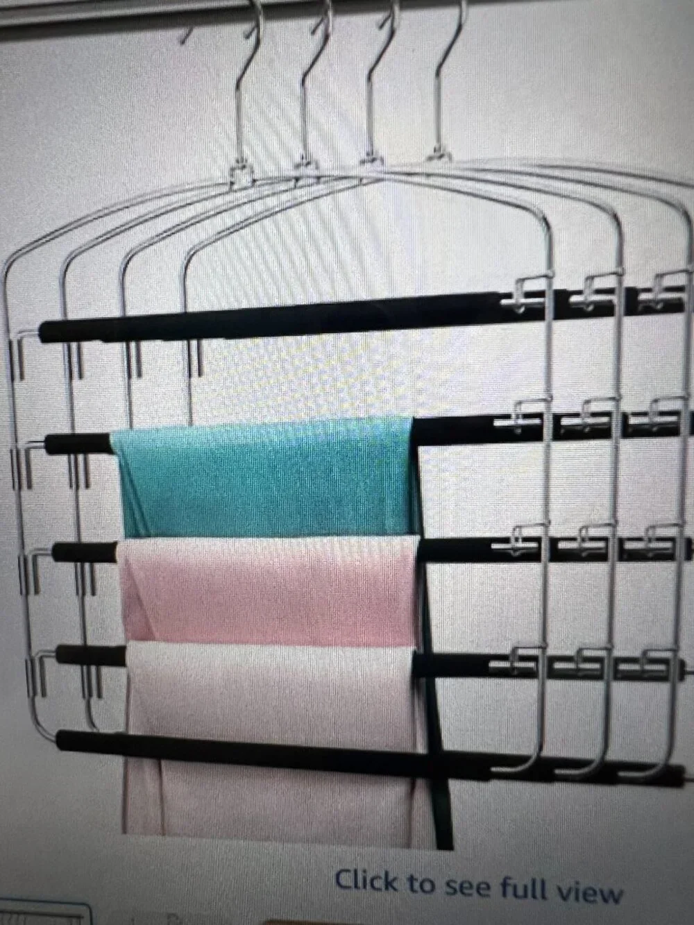 Pants Hangers Organizer (4 Pant Hangers &2 Clothes Hangers) Space Saving 5 Tiers